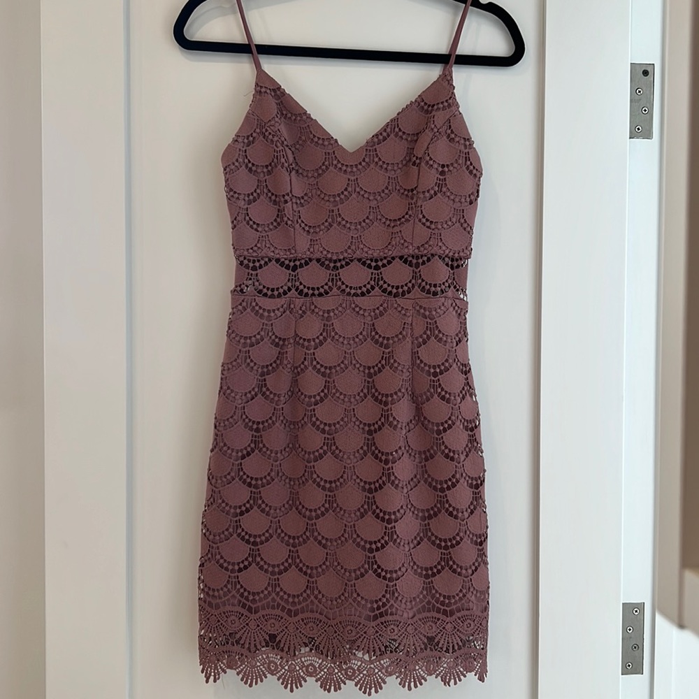 Aqua Mini Dress with lace detail and midriff cutout